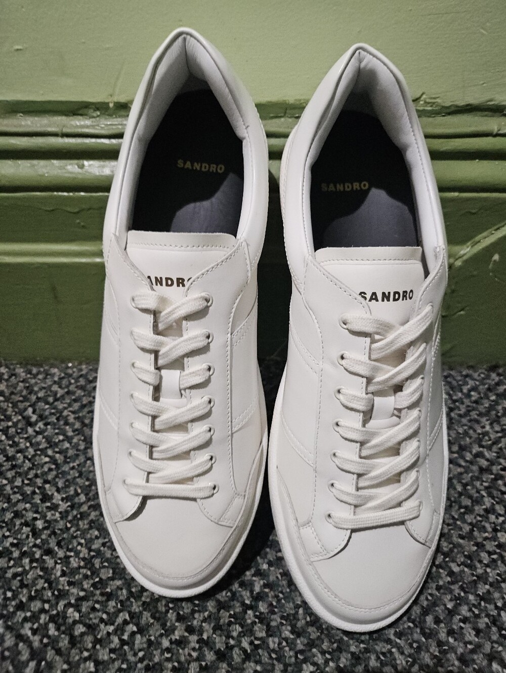 Sandro Men's White Low-Top Leather Sneakers